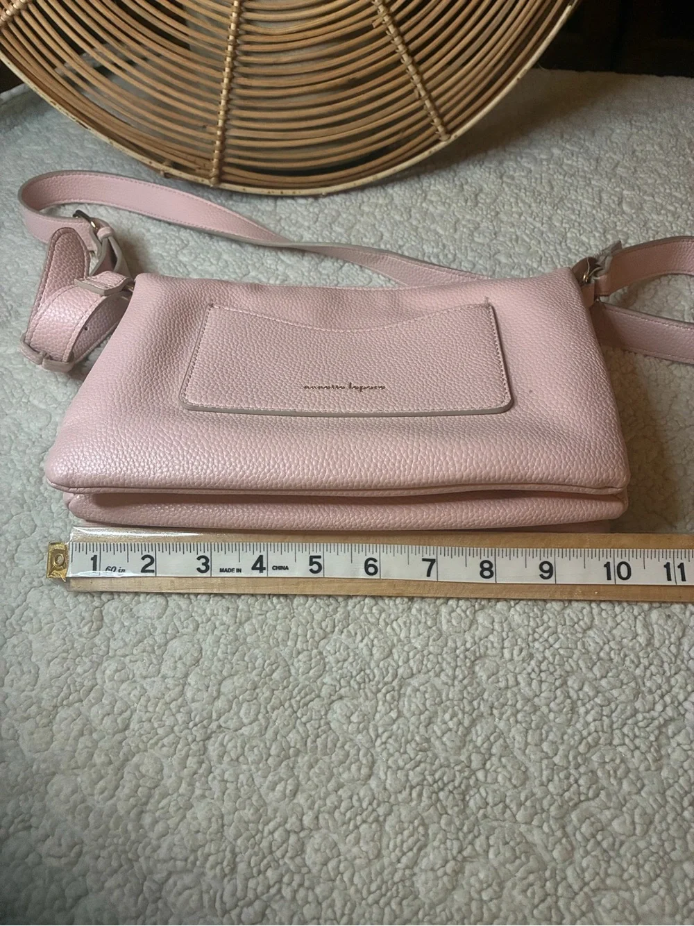 Nanette Lepore Pink Pebbled Crossbody Bag Gold Tone Double Zip Pocket